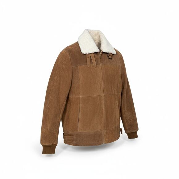 Vintage Midwest Traders Genuine Leather Suede Bomber Jacket | Sherpa Collar - Picture 12 of 12